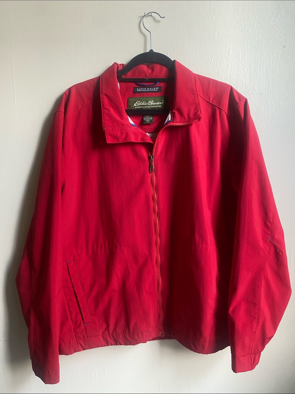 Eddie Bauer Men’s Bright Red Lightweight Zip Jacket